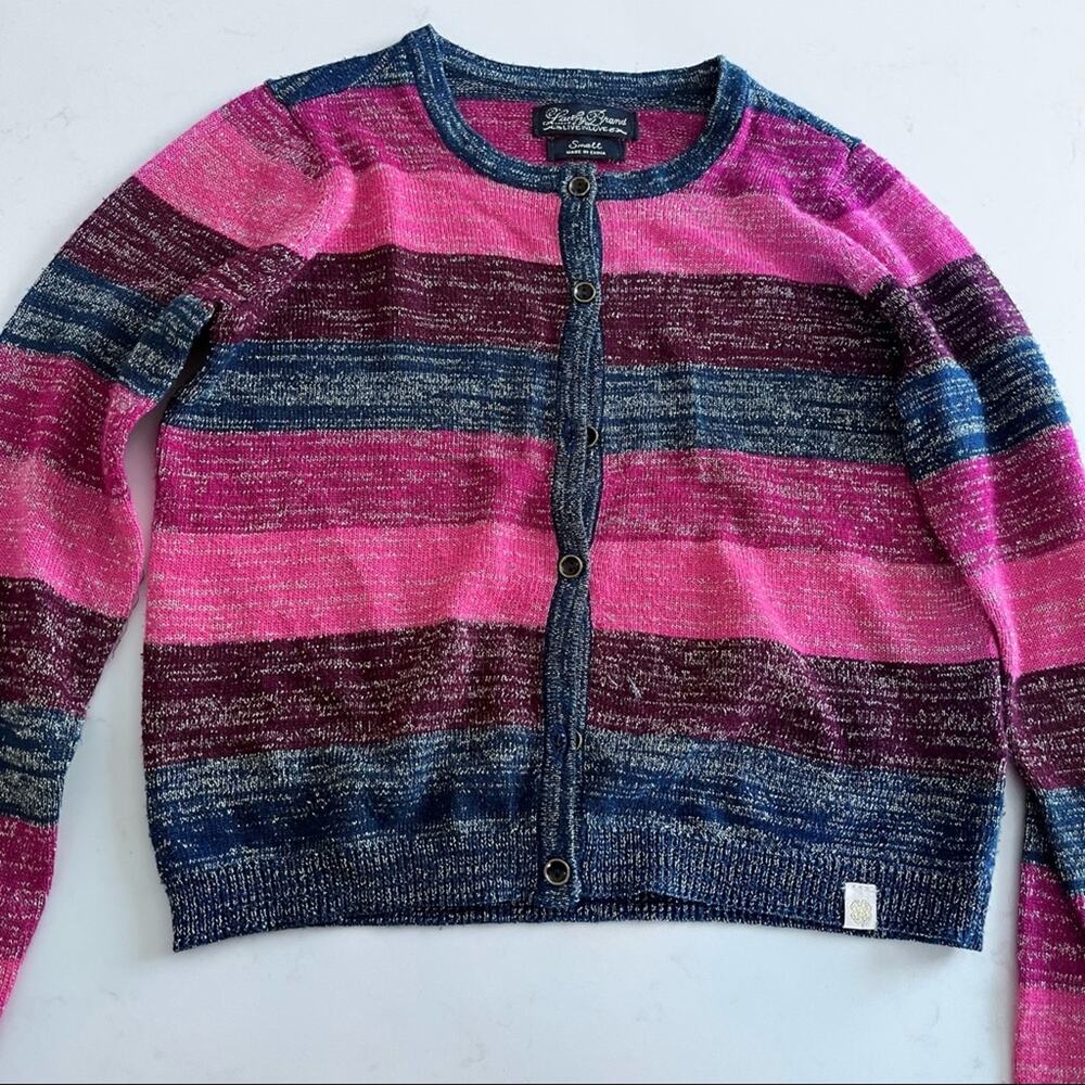 Lucky Brand girls striped metallic thread cardigan sweater size 7